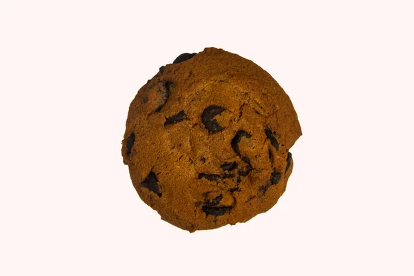 Chocolate Chip Cookie Geïsoleerd Witte Achtergrond — Stockfoto