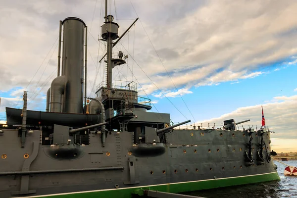 Stary Rewolucyjny Krążownik Aurora Symbol Rewolucji Październikowej Obecnie Zachowany Jako — Zdjęcie stockowe