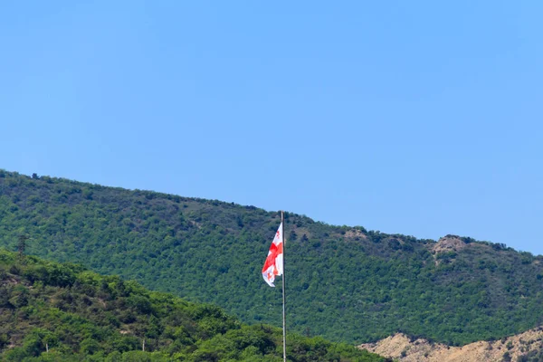 Georgian Flag Background Caucasus Mountains — Stock Photo, Image