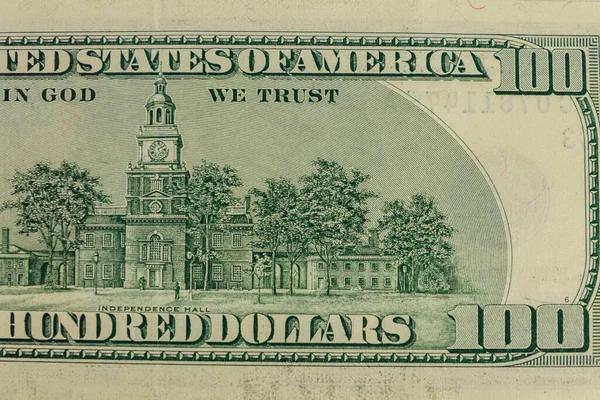 Makro Ujęcie Banknotu Sto Dolarów — Zdjęcie stockowe