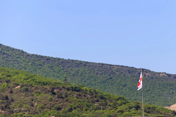 Georgian Flag Background Caucasus Mountains — Stock Photo, Image