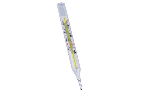 Quecksilber Thermometer Isoliert Auf Weißem Hintergrund — Stockfoto