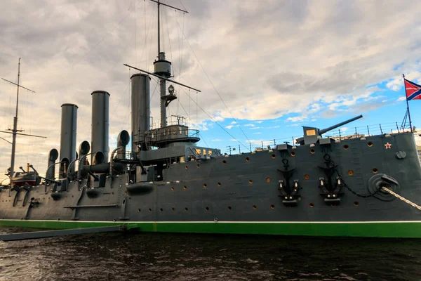 Antiguo Crucero Revolucionario Aurora Símbolo Revolución Octubre Actualmente Conservado Como — Foto de Stock