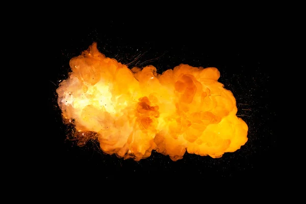 Realistic fiery explosion isolated on black background — Stock Photo, Image