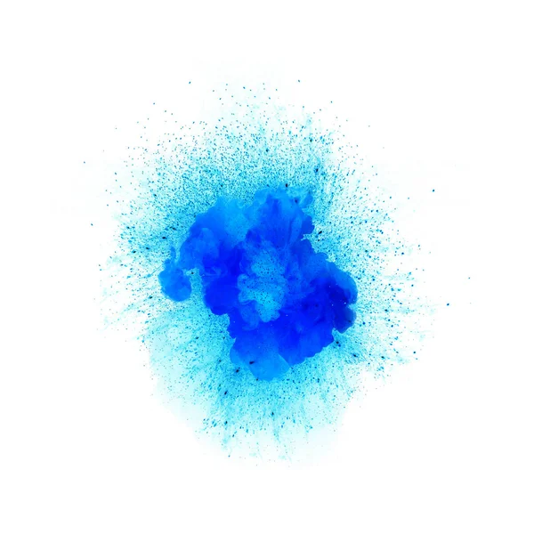Αφηρημένη φωτιά έκρηξη, μπλε ζωηρό χρώμα με σπινθήρες που απομονώνονται σε λευκό φόντο — Φωτογραφία Αρχείου