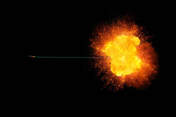 Burning fuse with realisic fiery explosion at the end — Stock Photo, Image