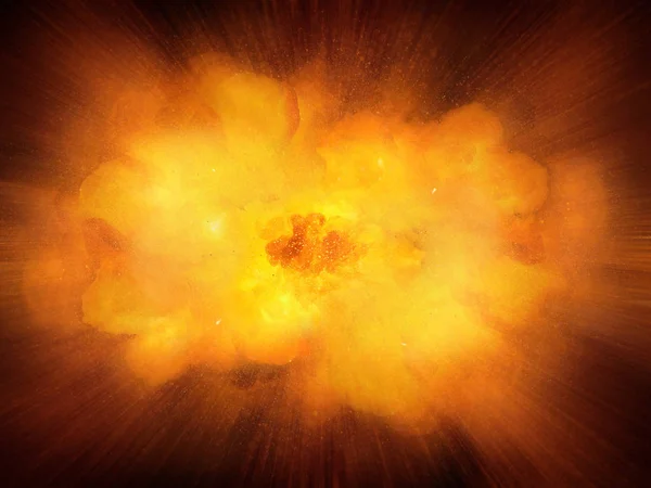 Explosão dinâmica quente realista enorme, cor laranja com faíscas — Fotografia de Stock
