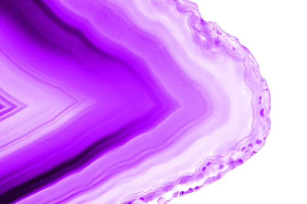 抽象背景 紫紫色玛瑙矿物剖面在白色背景上隔离 — 图库照片