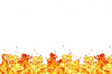 Beyaz arka plan üzerinde izole ateş duvarının