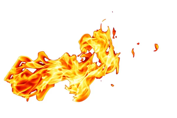 Oranžový Oheň Plamen Izolovaných Bílém Pozadí — Stock fotografie