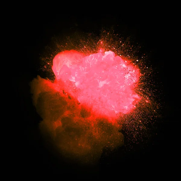 Realistic Red Pink Explosion Sparks Smoke Isolated Black Background — Stock Photo, Image