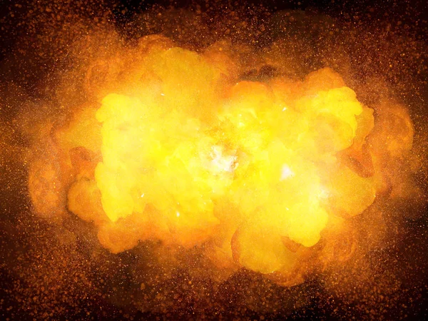 Fiery Bomb Explosion Black Background — Stock Photo, Image