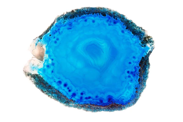 Abstrakter Hintergrund Rund Blauer Achat Runde Scheibe Mineral Isoliert Auf — Stockfoto