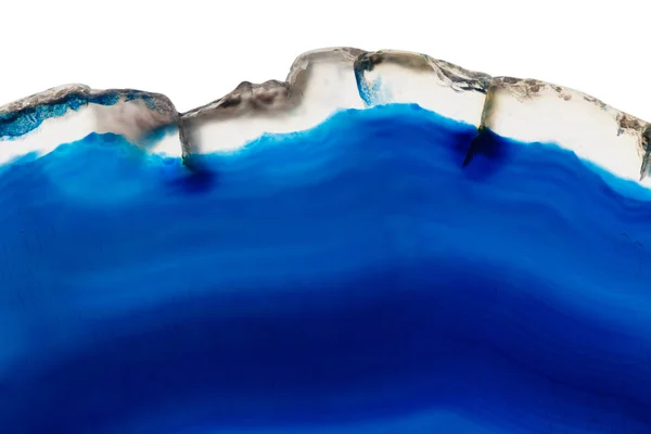 Fundo Abstrato Ágata Azul Fatia Mineral Isolado Branco — Fotografia de Stock