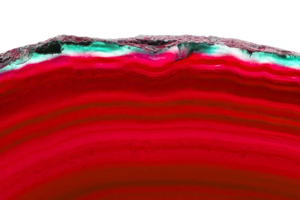 抽象的な背景 赤縦瑪瑙スライス ミネラル白で隔離 — ストック写真