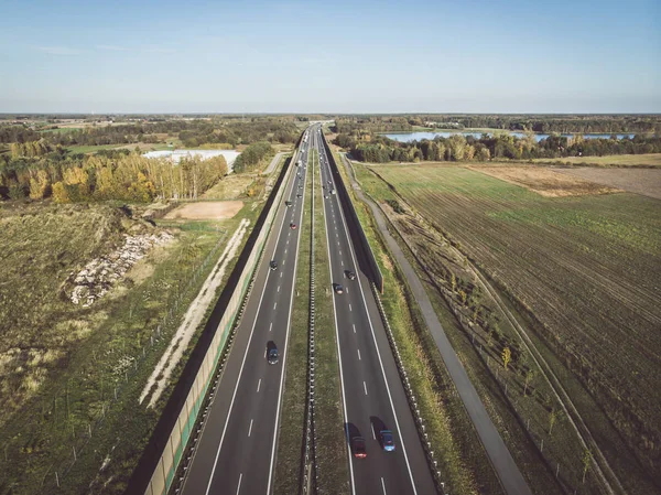 Two lanes highway aerial view