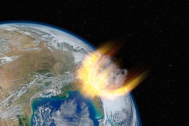 Tehlikeli asteroit, Nasa tarafından desteklenen bu görüntünün elementleri Dünya 'ya çarpar.