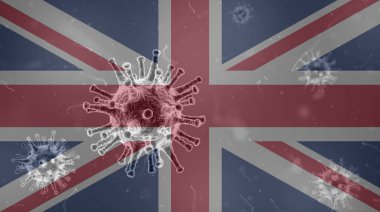 Coronavirus, İngiltere bayrağı. Birleşik Krallık 'ta salgın covid-19