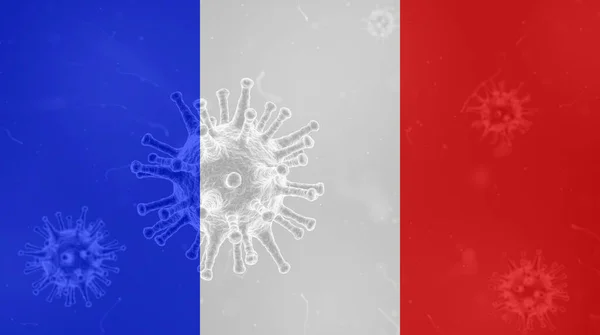科罗纳维勒斯 法国国旗 法国流行的Covid — 图库照片