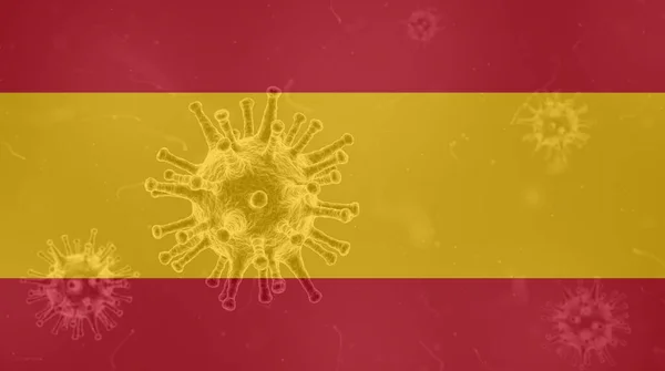 Coronavirus, flag of Spain. Epidemic covid-19 in Spain