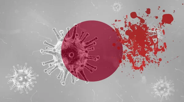 Coronavirus Flagga Med Blod Från Japan Epidemic Covid — Stockfoto
