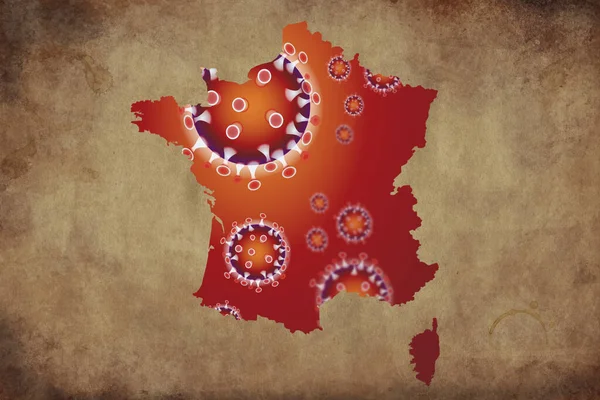 Coronavirus Map France Pandemic Epidemic Virus Covid Disease — 图库照片