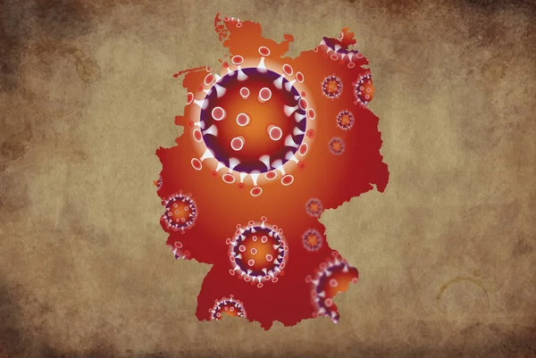 Mapa Koronawirusów Niemcy Pandemia Epidemia Wirusa Choroby Wiremii Zdjęcie Stockowe
