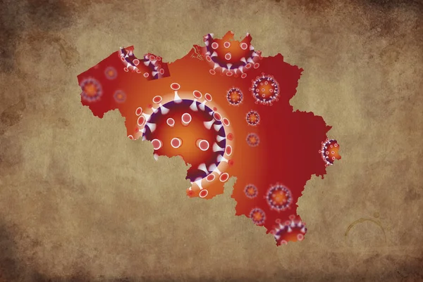 Coronavirus Térkép Belgium Világjárvány Járvány Vírus Covid Betegség Jogdíjmentes Stock Fotók