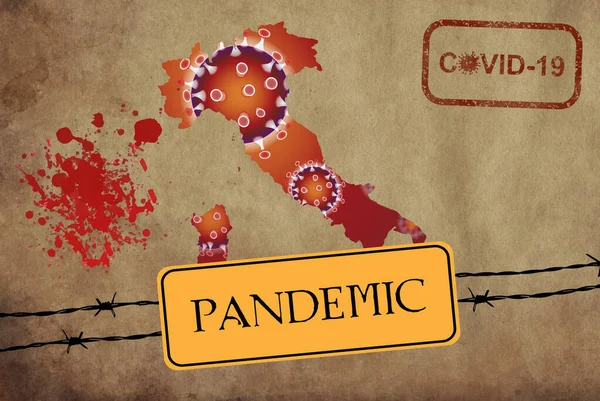 Coronavirus Karta Italien Pandemi Italien Virus Covid Sjukdom — Stockfoto