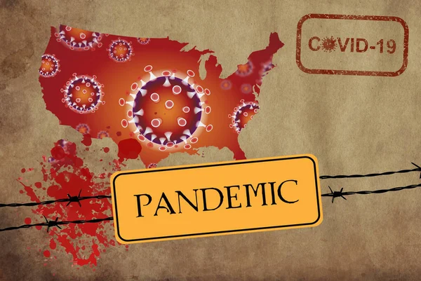 Coronavirus Karta Usa Usa Pandemi Usa — Stockfoto