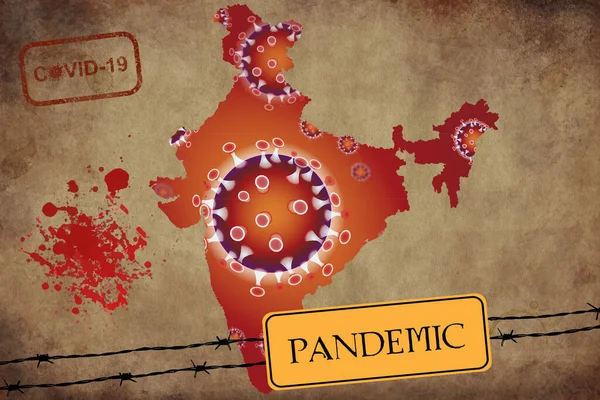 Coronavirus Kaart India Pandemie Epidemie Virus Covid Ziekte Stockfoto
