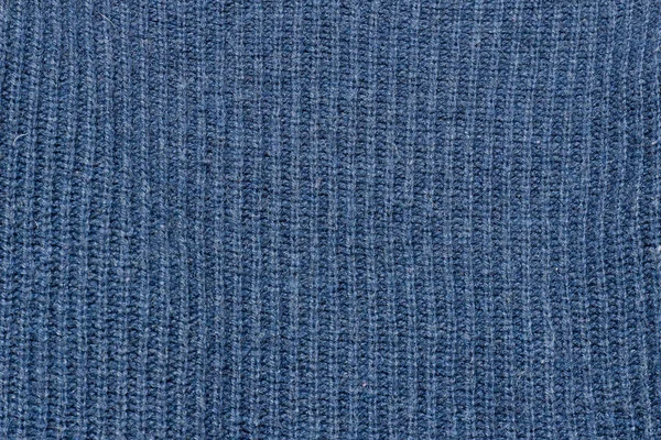Modré pletené texturu. Detailní záběr — Stock fotografie