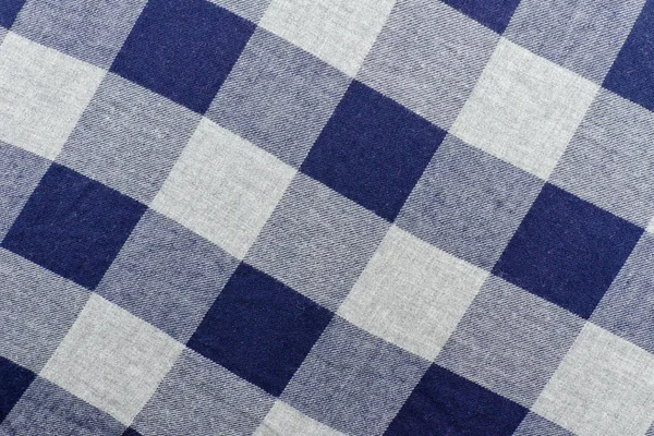 Checkered fabric. Gray and blue color. Close up — Stock Photo, Image