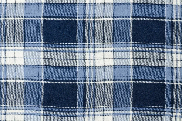 Blue checkered fabric close-up. Texture — Stock Photo, Image