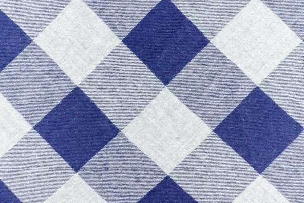 Tecido xadrez. Cor cinza e azul. Fechar — Fotografia de Stock
