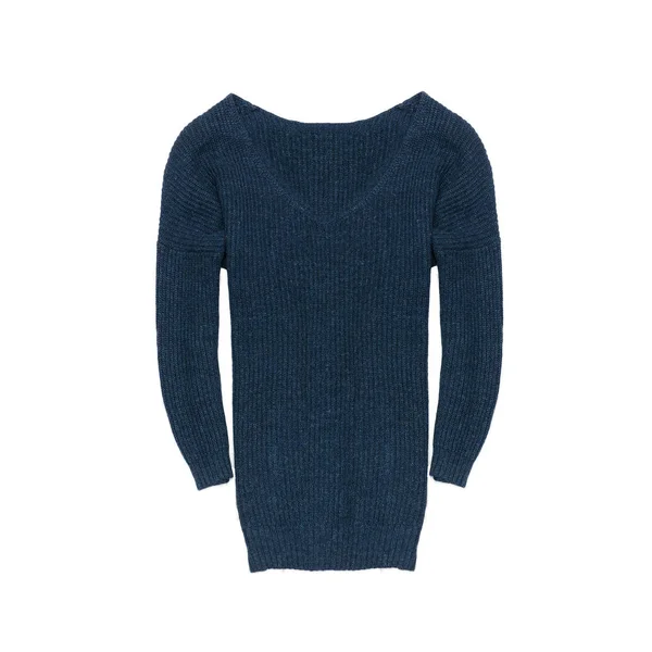 Niebieski sweter z dzianiny. Koncepcja modne. Na białym tle — Zdjęcie stockowe