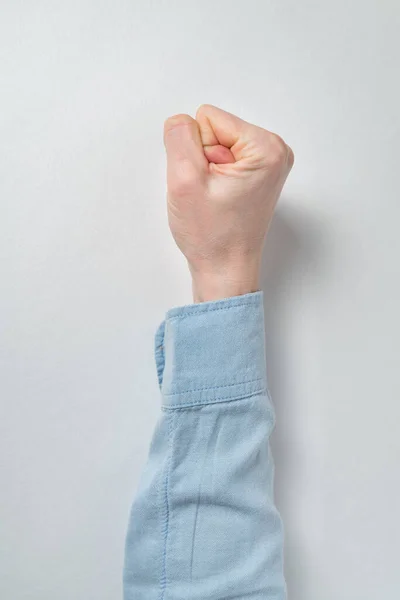 Mano Femenina Sobre Fondo Blanco Vista Superior Marco Vertical — Foto de Stock