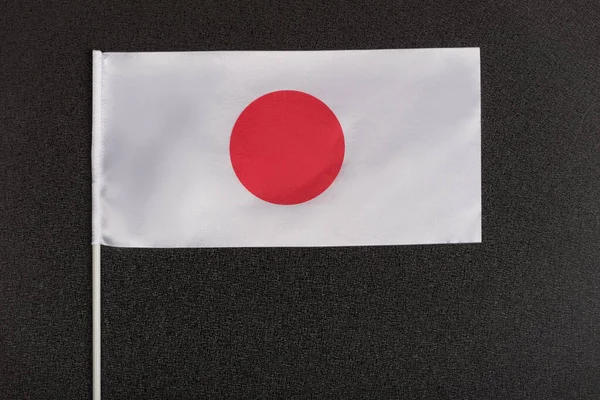 Bandeira Japão Fundo Preto Símbolos Nacionais País Sol Nascente — Fotografia de Stock