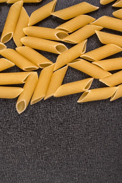 Penne Rigate Gray Background Close Raw Paste Vertical Frame — Stock Photo, Image