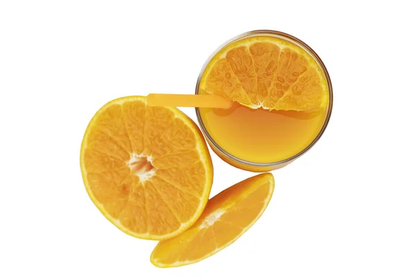 Świeży Sok Pomarańczowy Szklanka Białym Tle Tropikalny Owoc Pomarańczowy Użytku — Zdjęcie stockowe