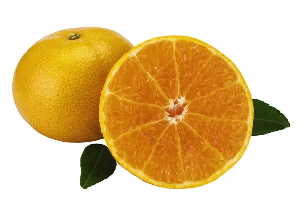 Frutta Fresca Succosa Arancione Impostato Sfondo Bianco Frutta Arancio Tropicale — Foto Stock