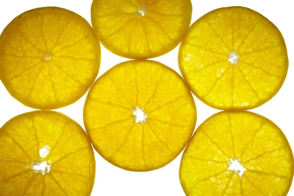Vers Gesneden Sappig Sinaasappelfruit Witte Ondergrond Tropische Oranje Fruittextuur Voor — Stockfoto