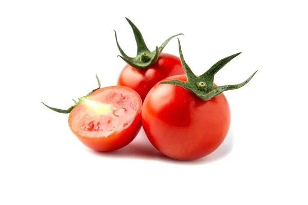 Czerwony Pomidor Rip Izolowane Białym Tle Świeże Pomidory Zdrowe Pojęcie — Zdjęcie stockowe