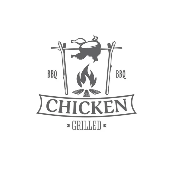 Emblema de grelha de frango —  Vetores de Stock