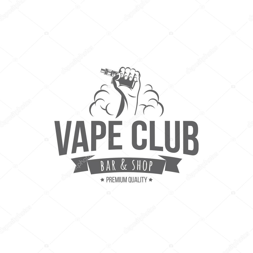 Vector illustration black and white retro badges and emblem on a white background, on a theme of smoking electronic cigarettes with a vape image, for print, outdoor advertising and web design