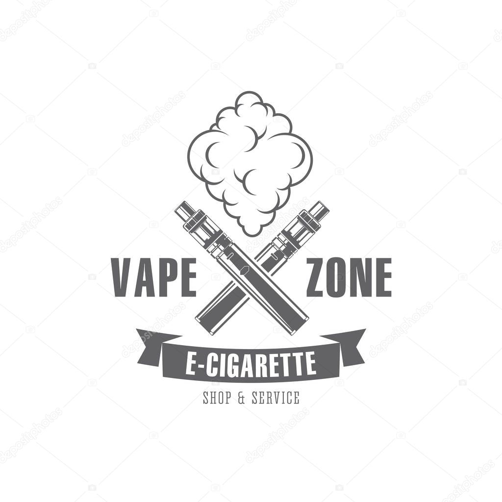 Vector illustration black and white retro badges and emblem on a white background, on a theme of smoking electronic cigarettes with a vape image, for print, outdoor advertising and web design