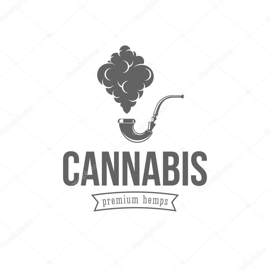 Vector illustration badges cannabis isolated of vintage monochrome style for advertising and web design
