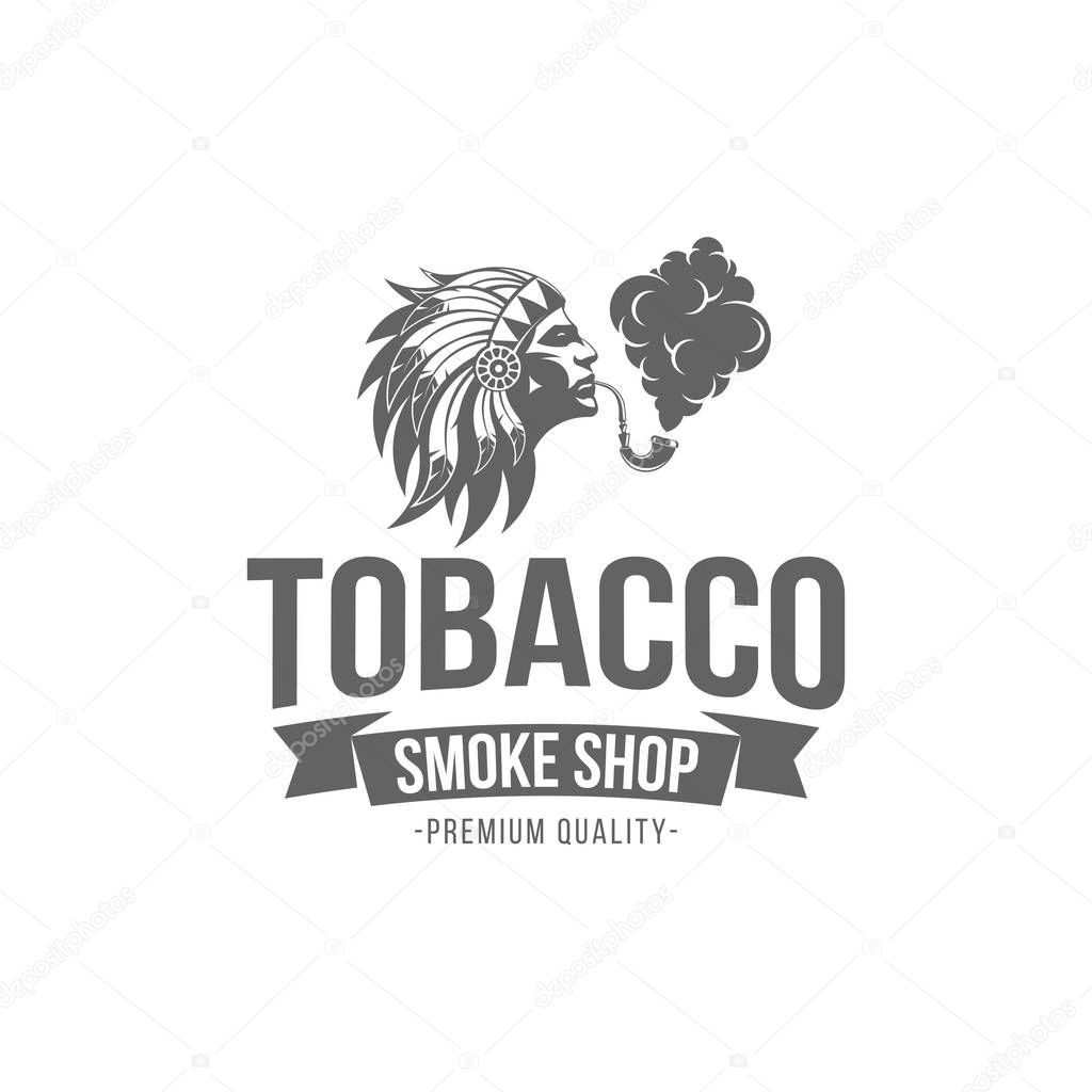 Vector illustration badge tobacco isolated of vintage monochrome style for advertising and web design