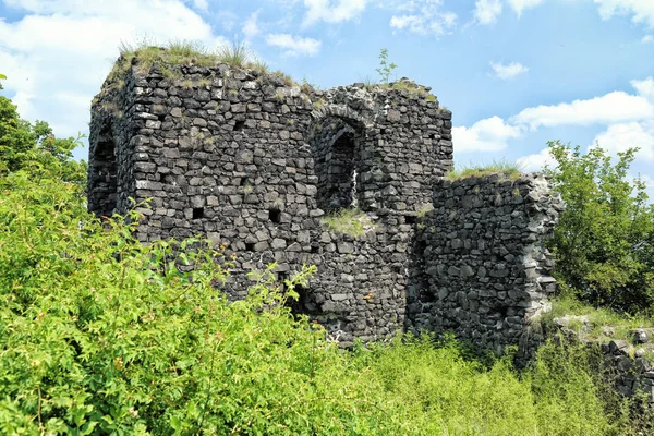 Antigua fortaleza castillo torre ruinas en la vegetación verde — Foto de Stock