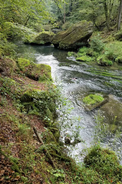 A zöld-völgy nagy kövekkel folyami — Stock Fotó